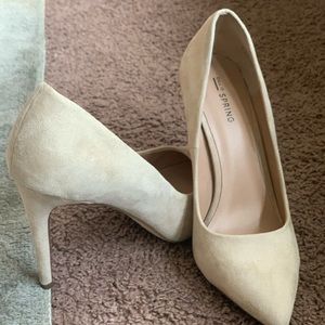 Call it Spring Faux Suede Cream Pointed Toe Heel 9
